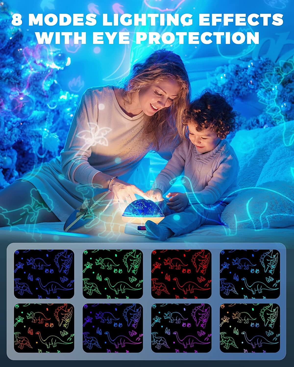 KOKODI 2 in 1 Starry & Dinosaur Night Light Projector for Kid, Dinosaur Toddler Toys Gifts 3-8 Year Old Boys