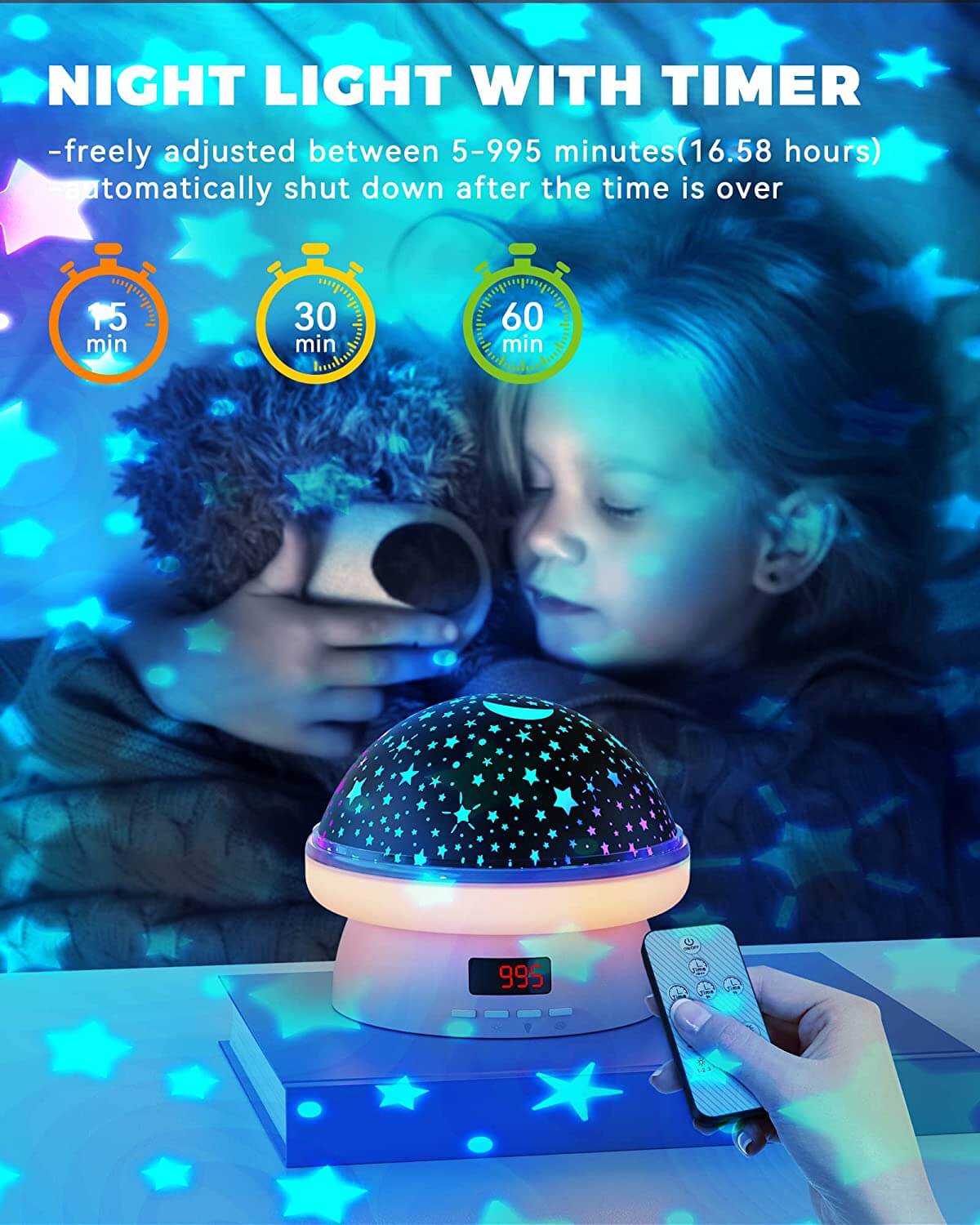 KOKODI 2 in 1 Starry & Dinosaur Night Light Projector for Kid, Dinosaur Toddler Toys Gifts 3-8 Year Old Boys