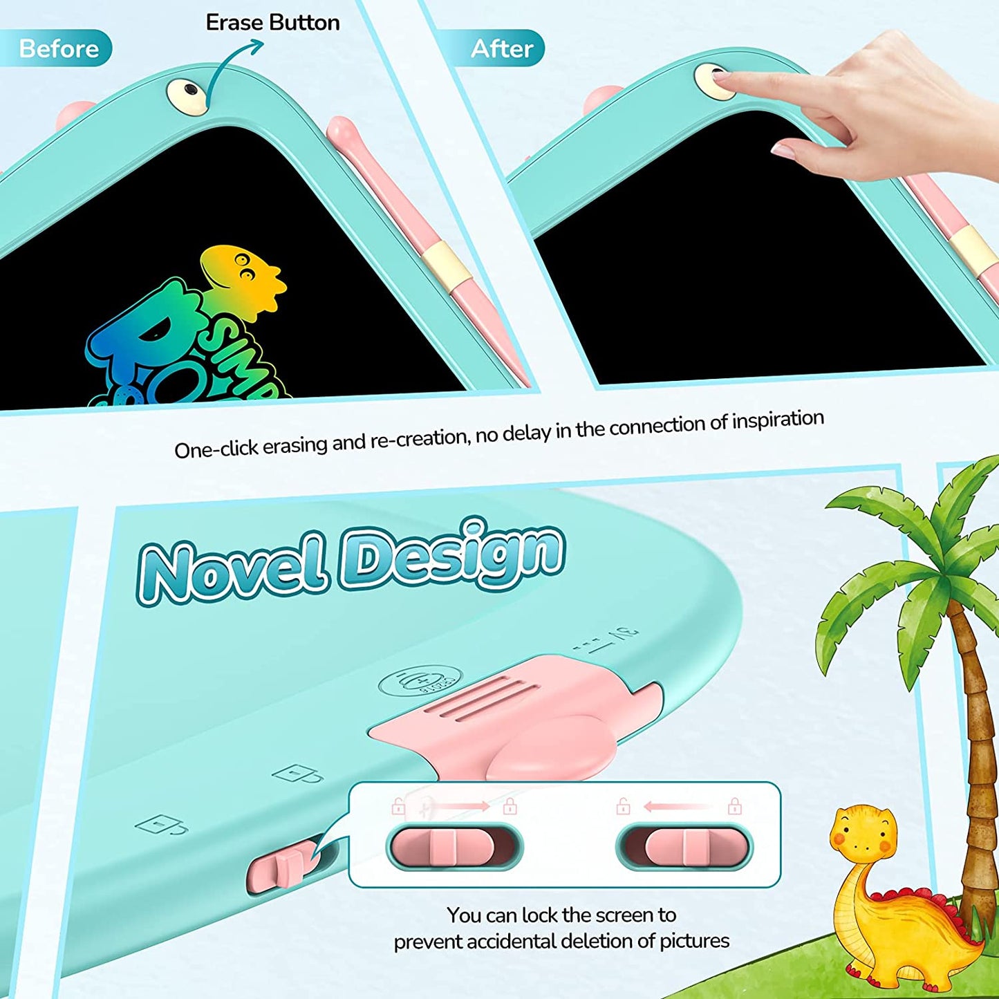 KOKODI LCD Writing Tablet (8.5Inch Dinosaur Version)