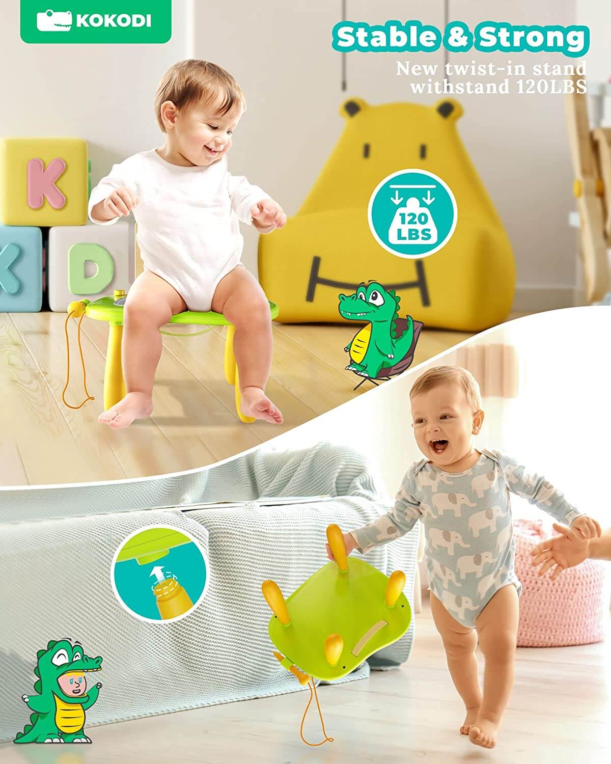 KOKODI Toddler Magnetic Drawing Board with Sturdy Legs - Left Hands Friendly