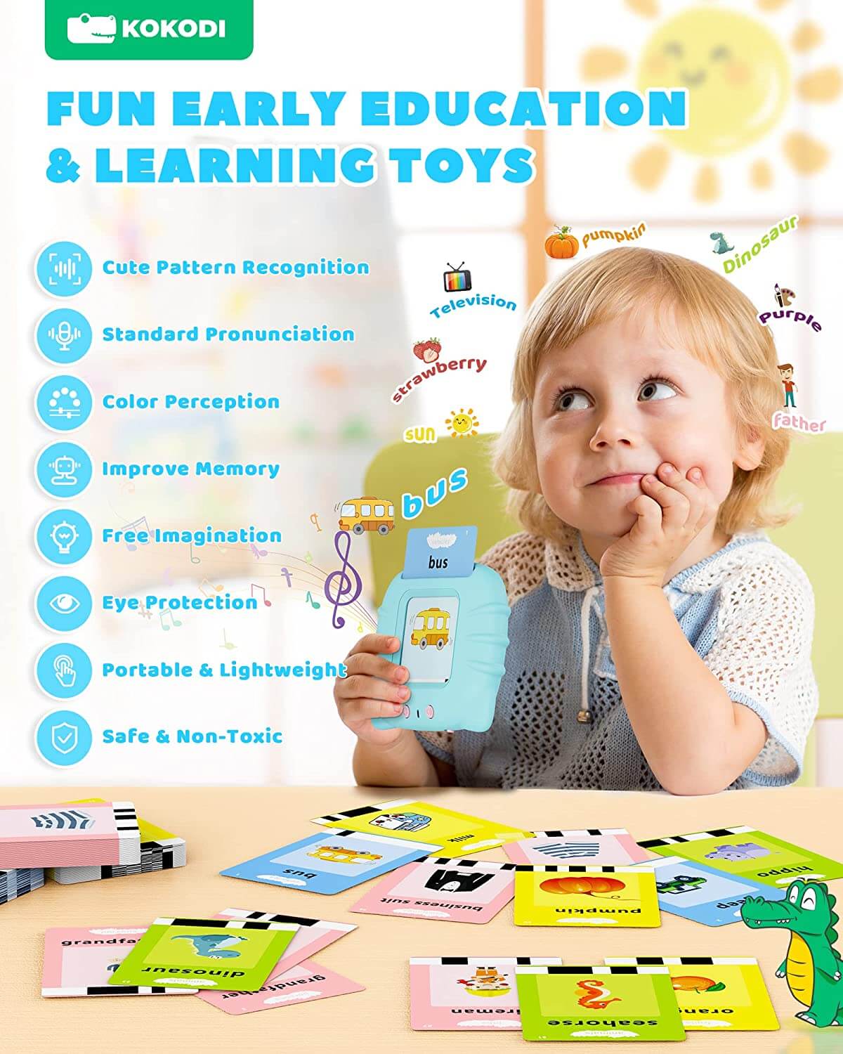 KOKODI Talking Flash Cards Speech Therapy Toy (Cat Version)
