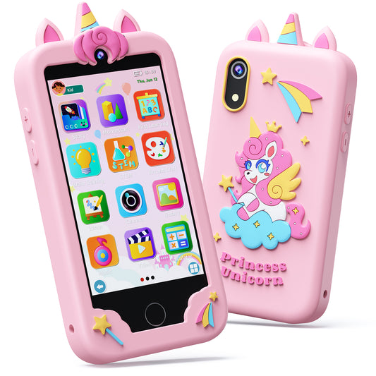 KOKODI Kids Smart Phone, Touchscreen HD Dual Camera Cell Phone for Kids, Christmas Birthday Gifts Dinosaur Child Play Phone for Girls 3-10, Travel Toy Preschool Learning Education Toy