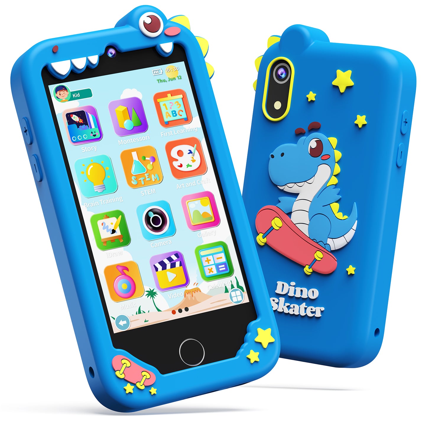 KOKODI Kids Smart Phone, Touchscreen HD Dual Camera Cell Phone for Kids, Christmas Birthday Gifts Dinosaur Child Play Phone for Boys 3-10, Travel Toy Preschool Learning Education Toy