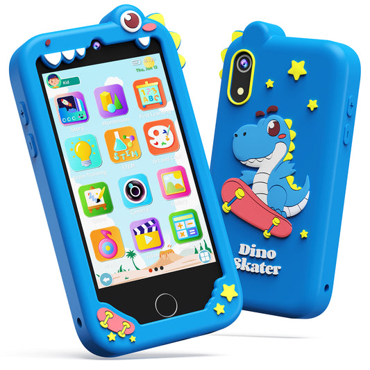 KOKODI Kids Smart Phone, Touchscreen HD Dual Camera Cell Phone for Kids, Christmas Birthday Gifts Dinosaur Child Play Phone for Boys 3-10, Travel Toy Preschool Learning Education Toy