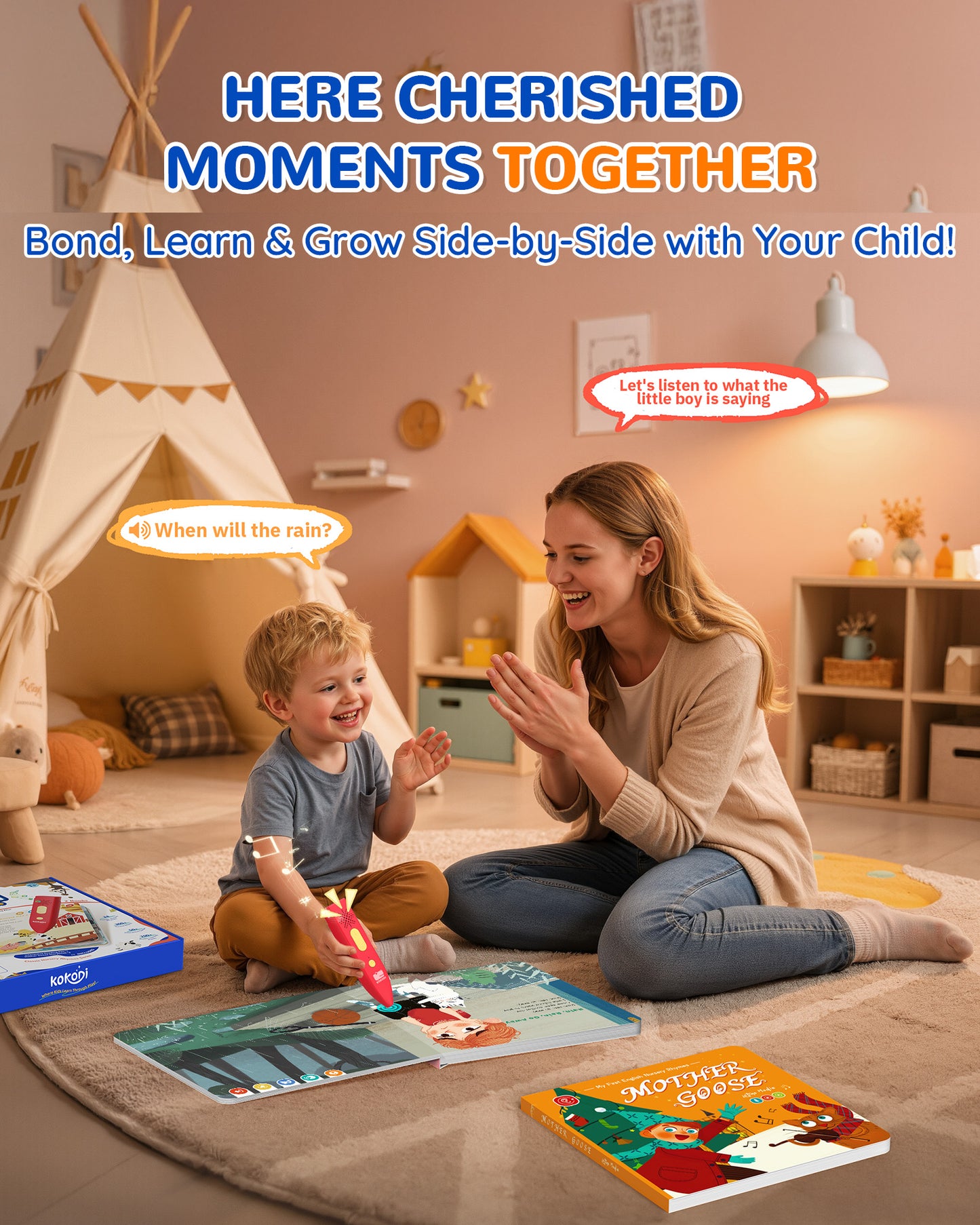 KOKODI Mother Goose Nursery Rhymes Interactive Learning Book Set with Reading Pen
