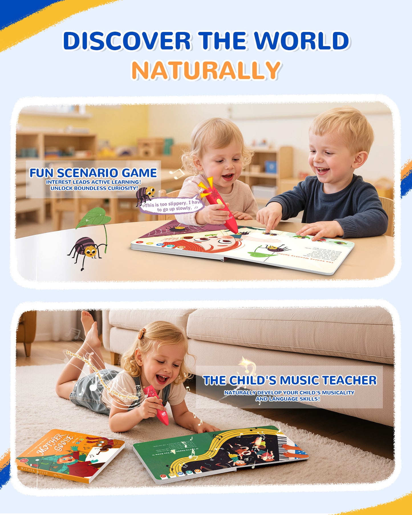 KOKODI Mother Goose Nursery Rhymes Interactive Learning Book Set with Reading Pen