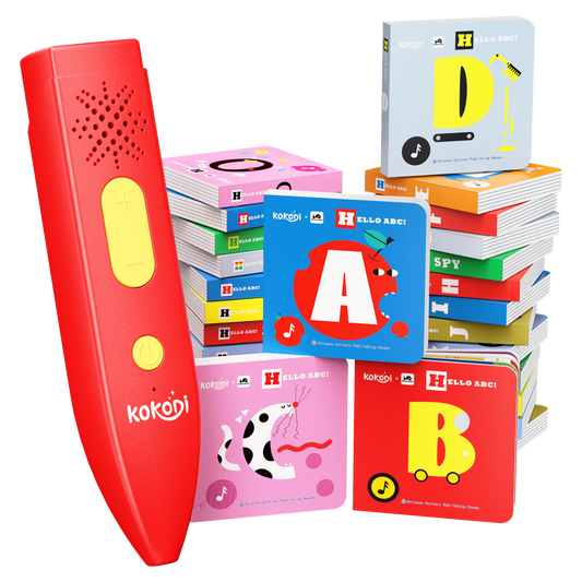 KOKODI Talking Pen 30 Small Books Sets, Interactive Audio Sound Books Kids Learning Electronic Toys for Boys Girls, 30 Palm Books Focused Mini Board Books for Educational Tiny Block Book Learning