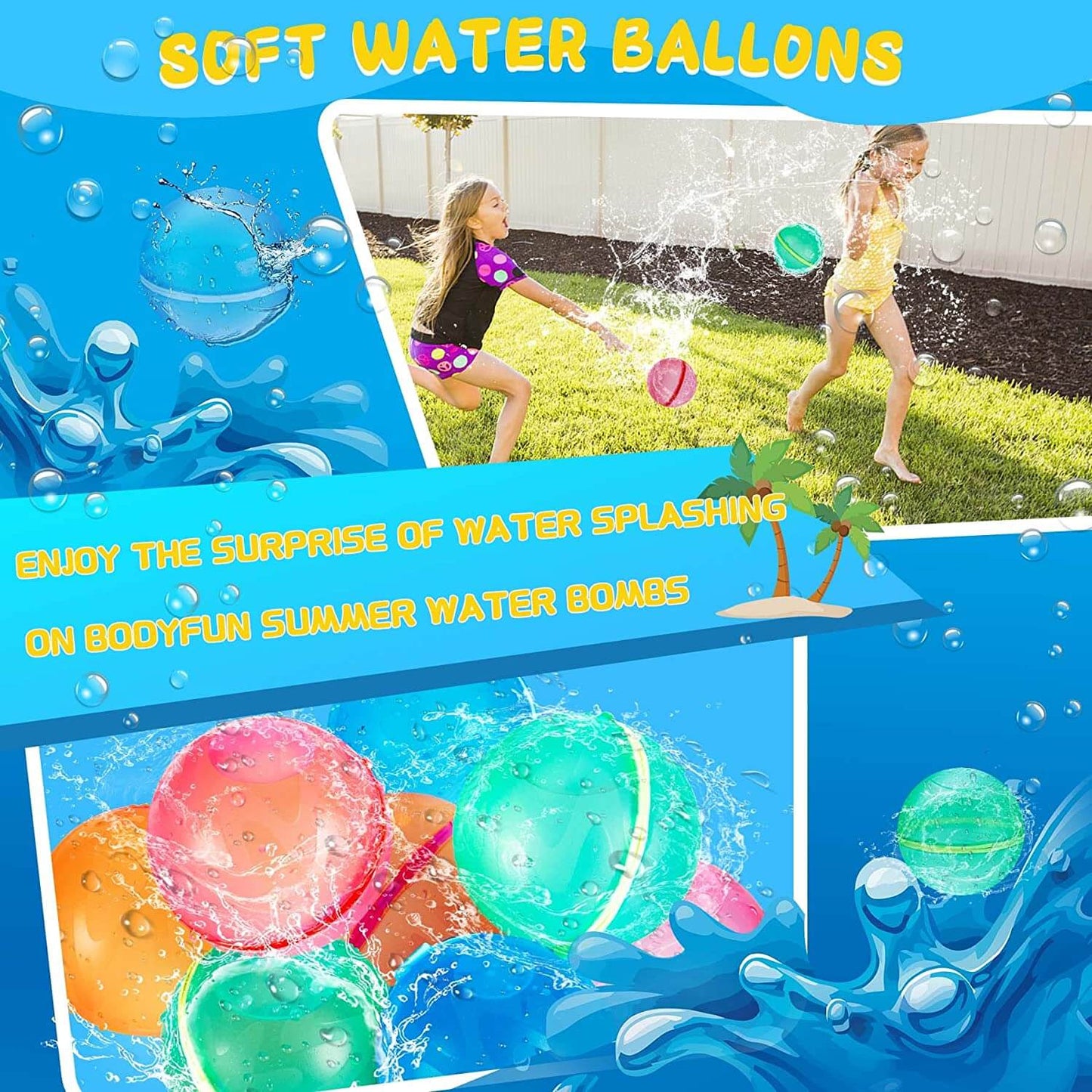 Soppycid Reusable Water Balloons（Transparent Version)