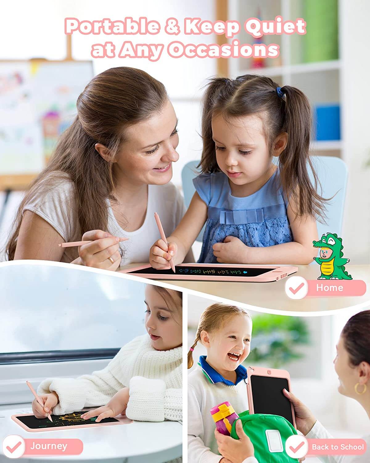 KOKODI 10 Inch Colorful Toddler LCD Writing Tablet Drawing Tablet, Erasable Reusable Electronic Drawing Pads